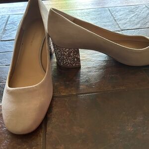 NEW Banana Republic Tan Suede Leather with Glitter Heels